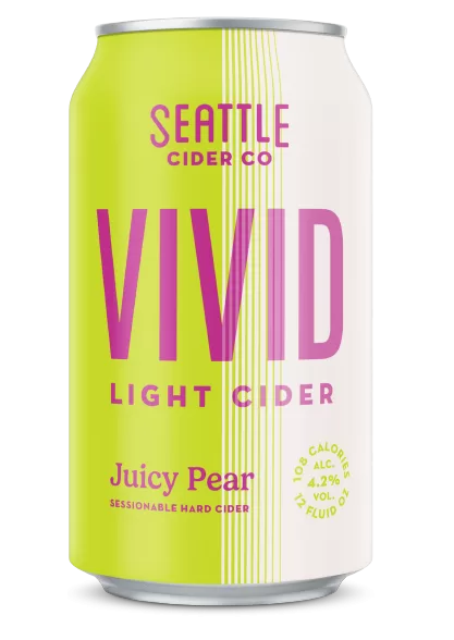 Seattle Cider Can render VIVID light Cider Pear