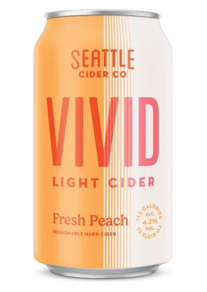 Seattle Cider Can render VIVID light Cider Peach Our Ciders